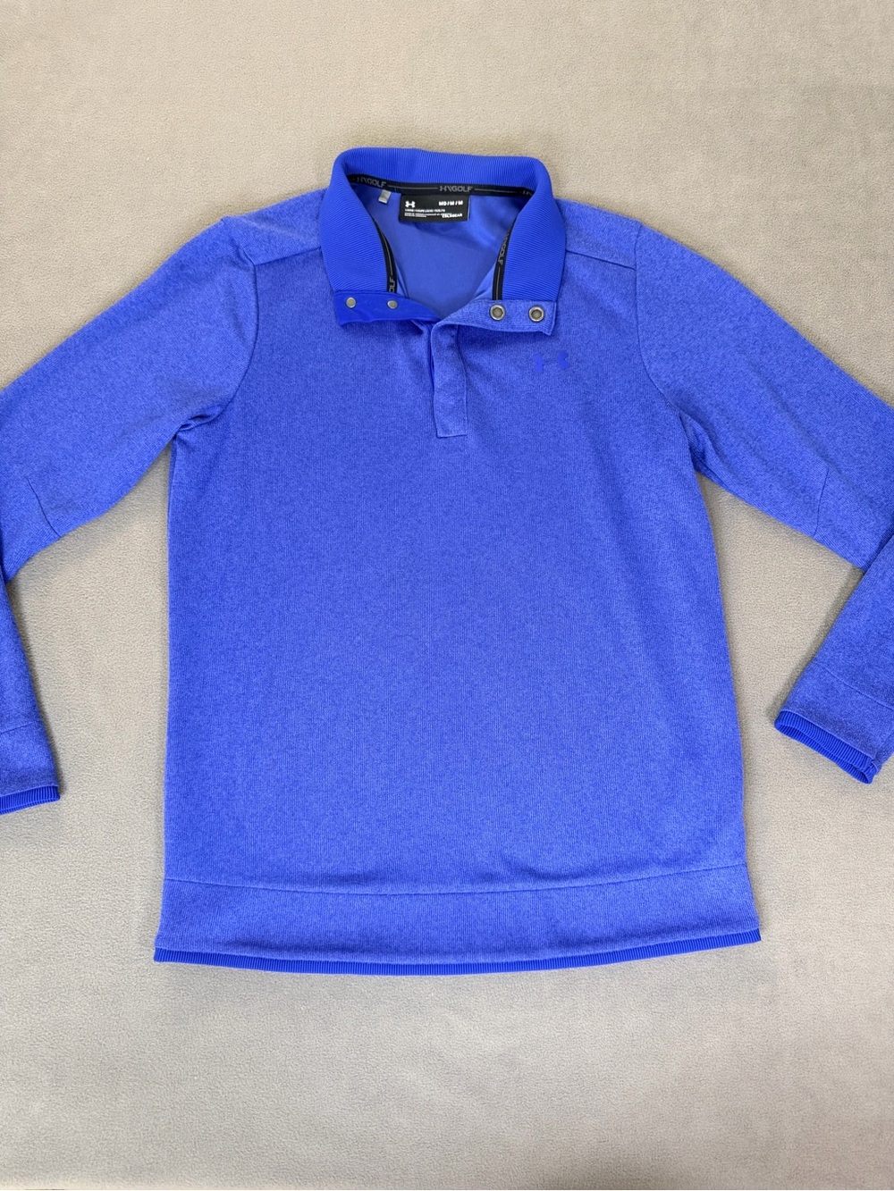 Under Armour Men's Blue Long-Sleeve Polo Sweater-Quarter Snap-Loose Fit- Medium
